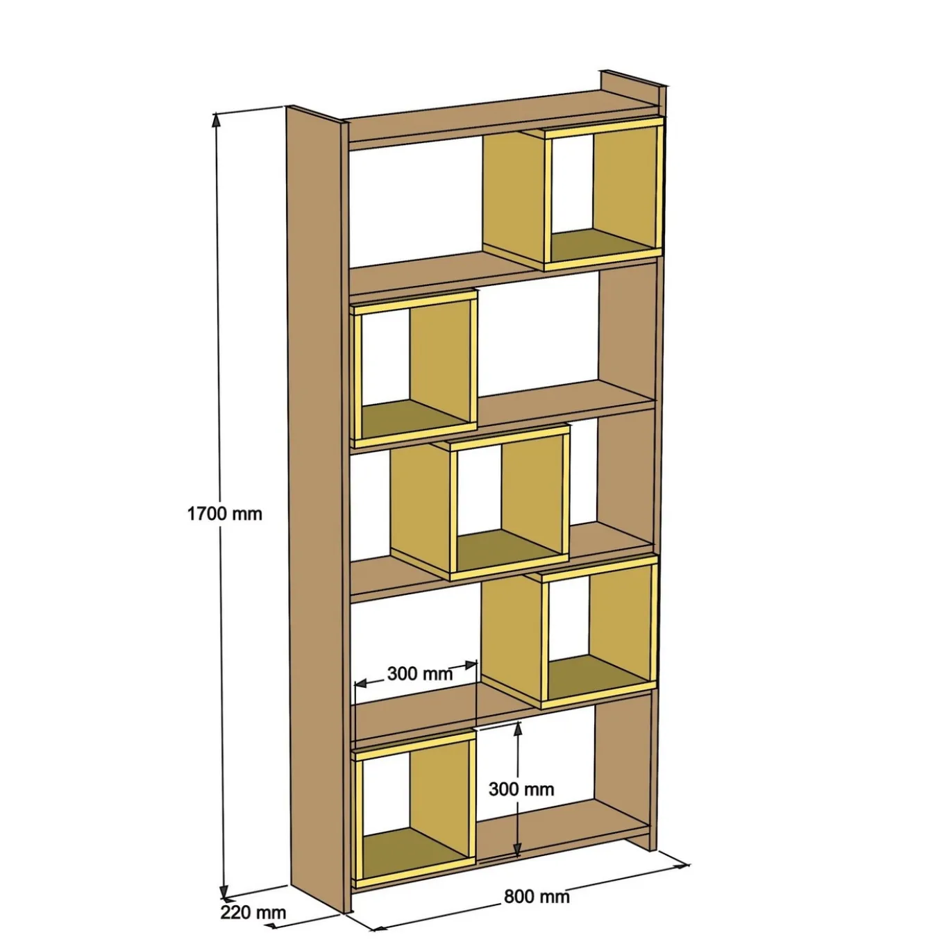 Boekenkast Box Walnoot/Blauw