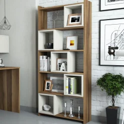 Boekenkast Box Walnoot/Crème