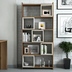 Boekenkast Box Walnoot/Crème