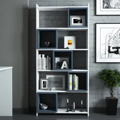 Boekenkast Box Wit/Blauw