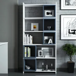 Boekenkast Box Wit/Blauw