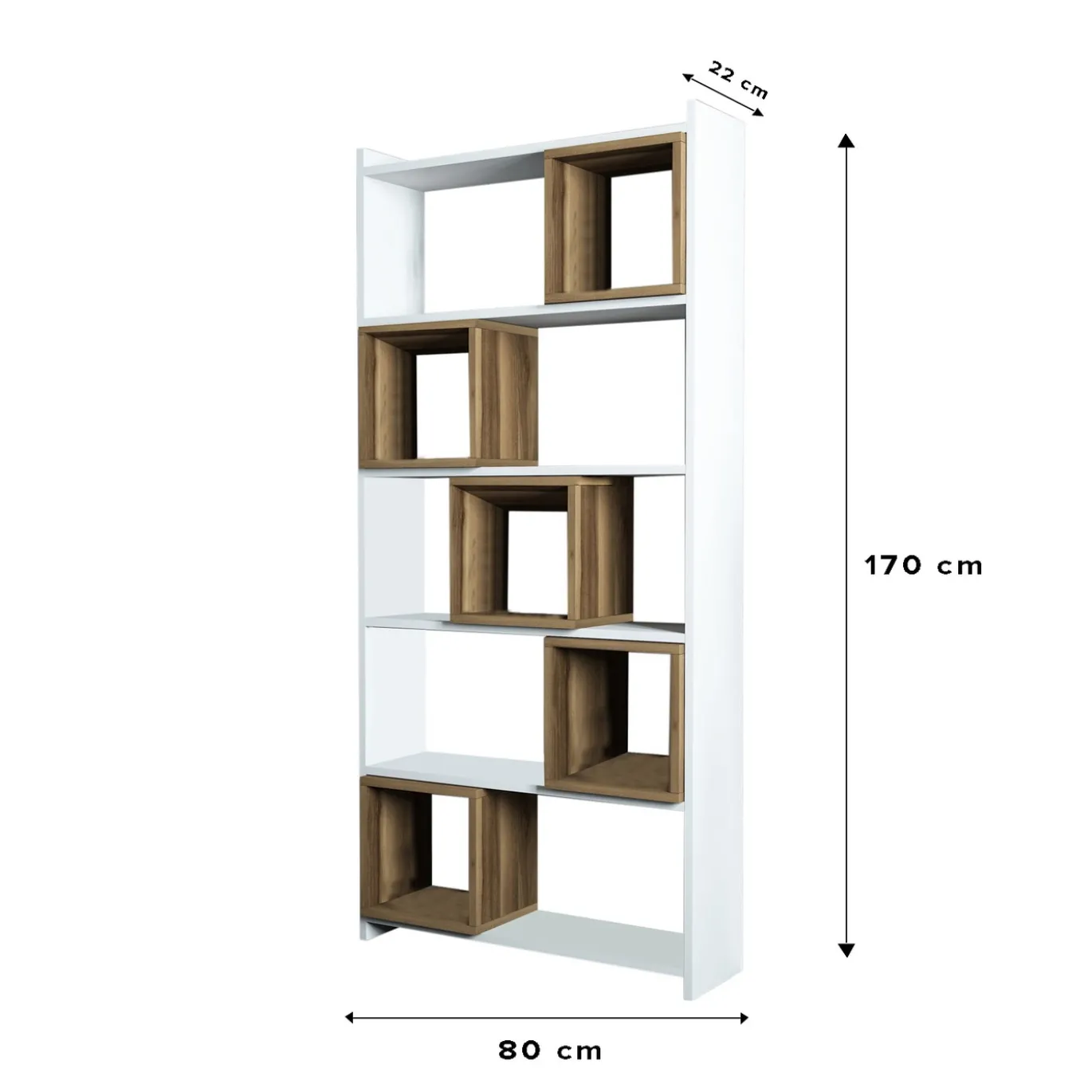 Boekenkast Box Wit/Walnoot