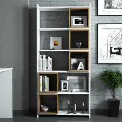 Boekenkast Box Wit/Walnoot