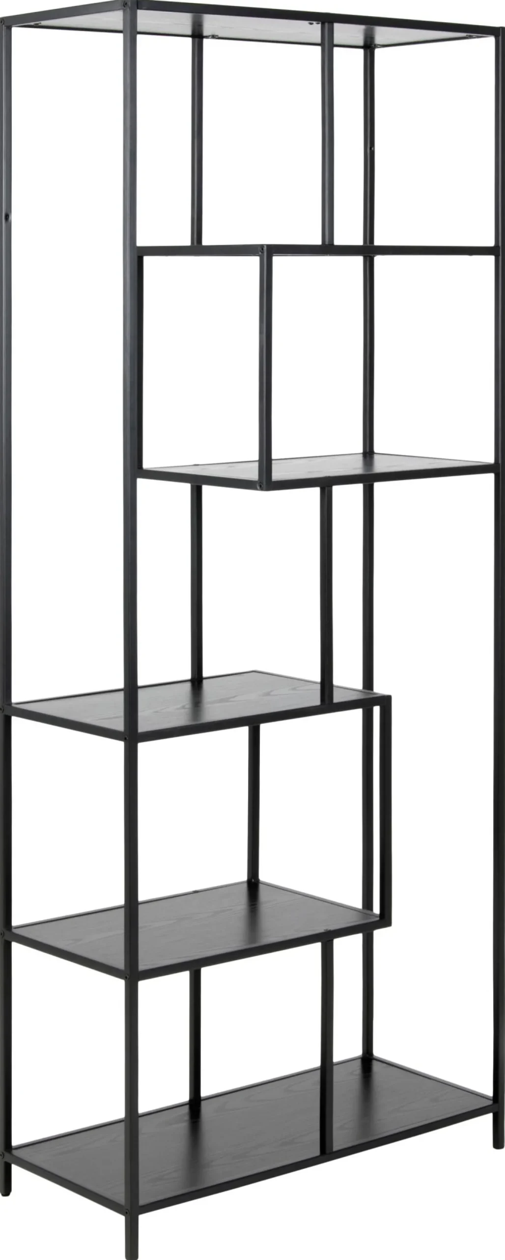 Boekenkast Bronx MDF Zwart 77x185cm - Giga Living