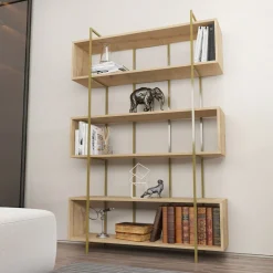 Boekenkast Bruti Naturel/Goud 180cm