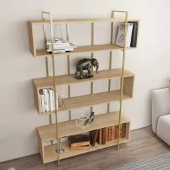 Boekenkast Bruti Naturel/Goud 180cm