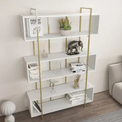 Boekenkast Bruti Wit/Goud 180cm