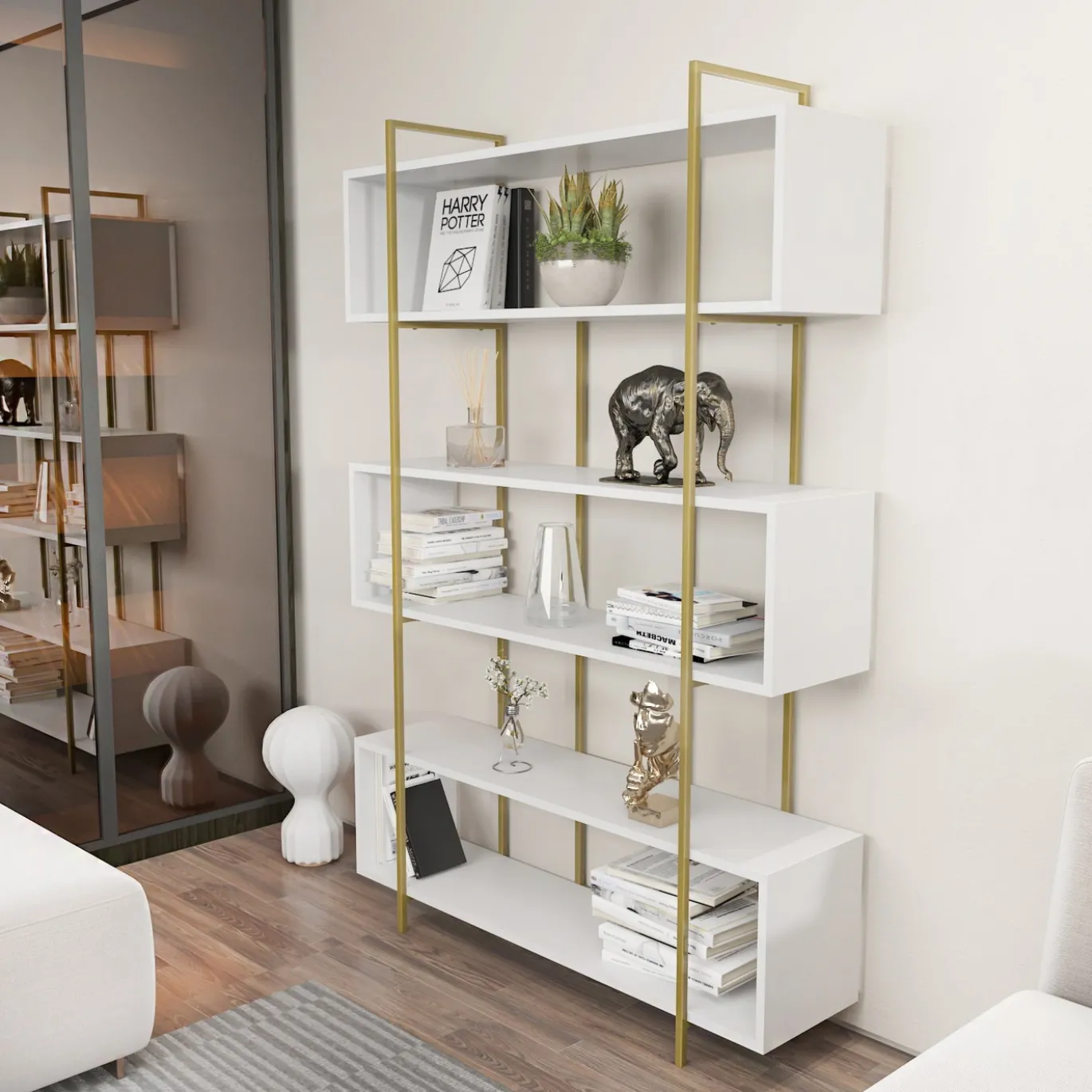 Boekenkast Bruti Wit/Goud 180cm