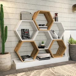 Boekenkast Cicek Wit/Naturel 120cm