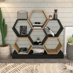 Boekenkast Cicek Zwart/Naturel 120cm