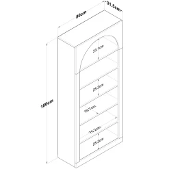 Boekenkast Elvan Wit 180cm