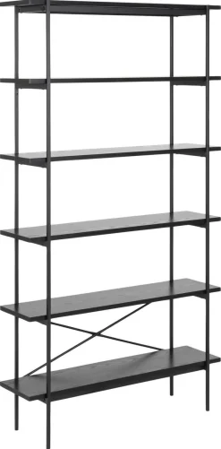 Boekenkast Finn MDF Zwart 172cm - Giga Living