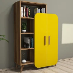 Boekenkast Form Melamine Walnoot Geel