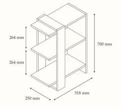 Boekenkast Gaye Walnoot/Wit 70cm