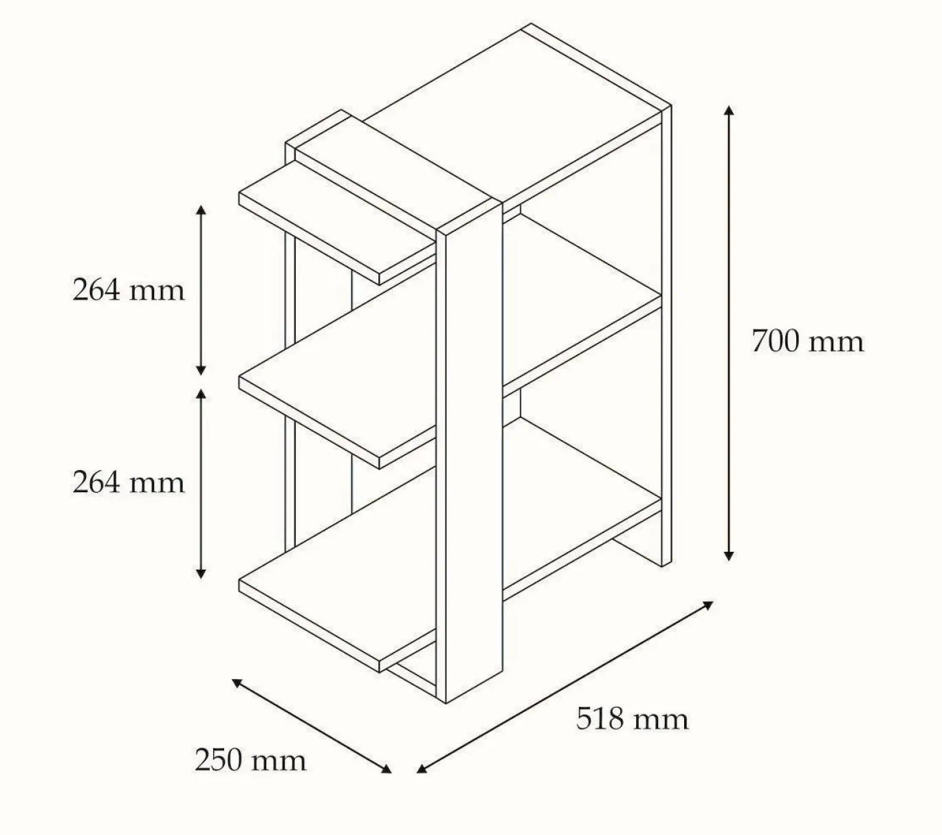 Boekenkast Gaye Walnoot/Wit 70cm