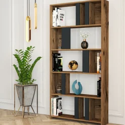 Boekenkast Lima Melamine Walnoot Antraciet