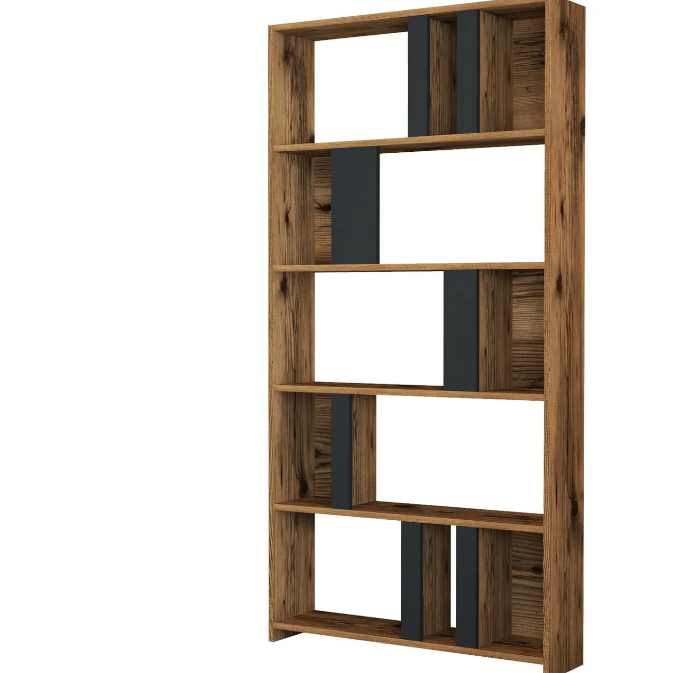 Boekenkast Lima Melamine Walnoot Antraciet