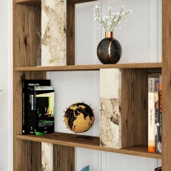 Boekenkast Lima Walnoot/Wit Marmerlook 180cm