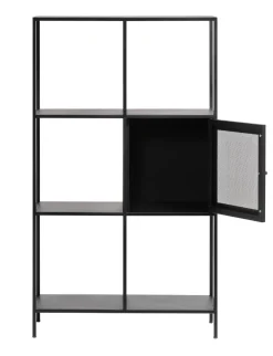 Boekenkast Malibu Zwart 1 Deur H135 cm - Giga Living