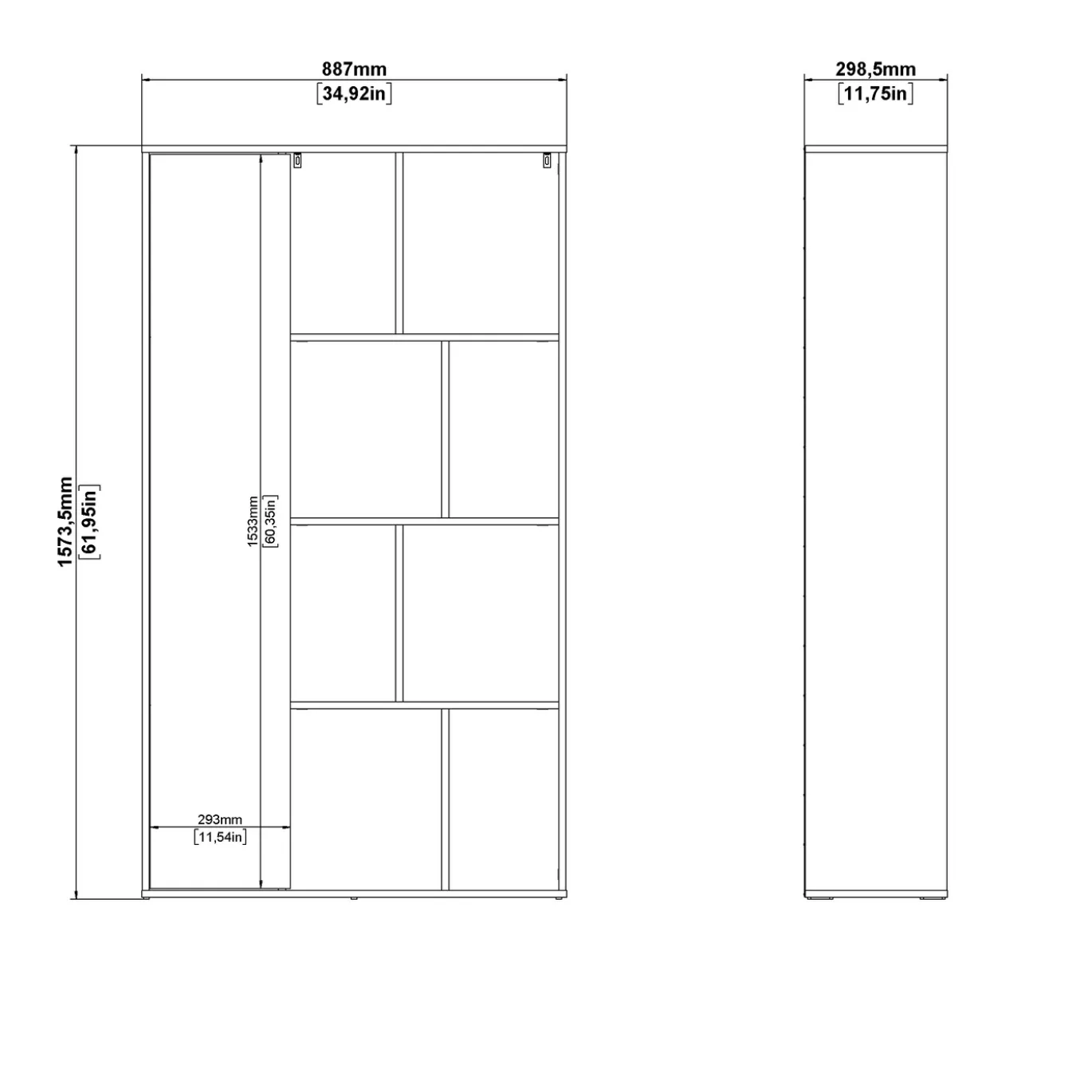 Boekenkast Maze Jackson Hickory Wit Hoogglans 1-deurs - Giga Living