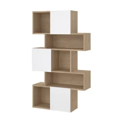 Boekenkast Maze Jackson Hickory Wit Hoogglans 3-deurs - Giga Living