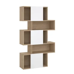 Boekenkast Maze Jackson Hickory Wit Hoogglans 3-deurs - Giga Living