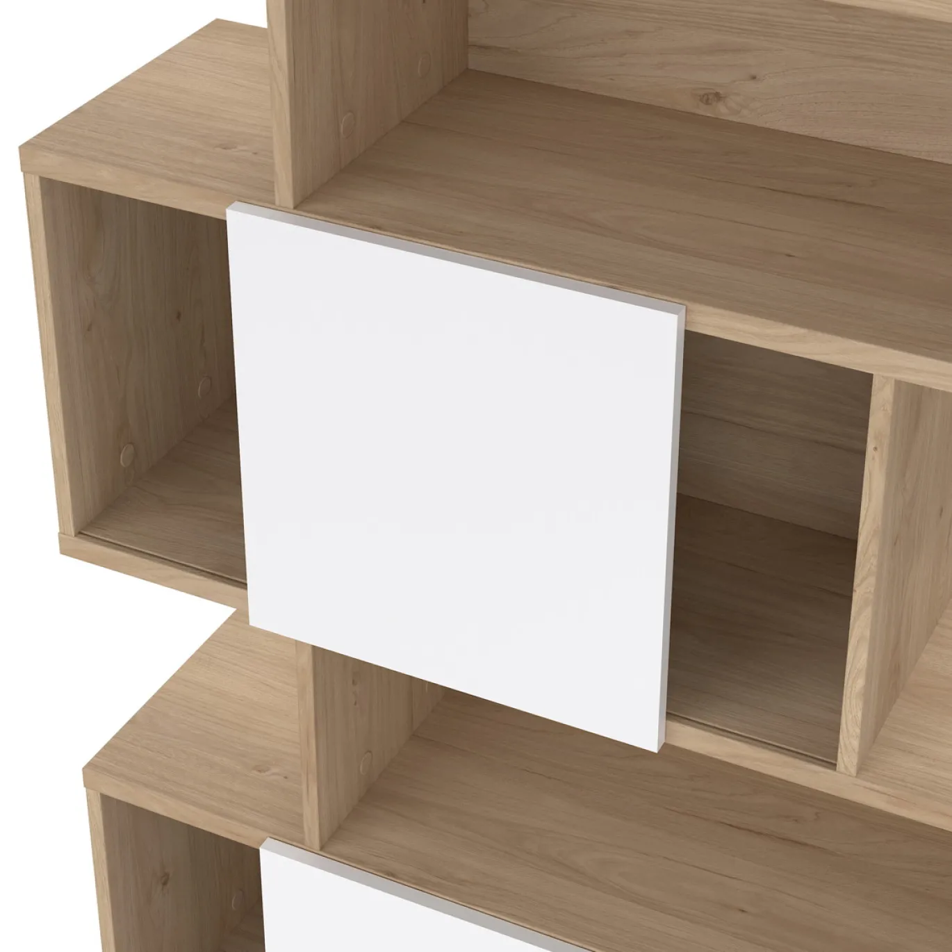 Boekenkast Maze Jackson Hickory Wit Hoogglans 3-deurs - Giga Living