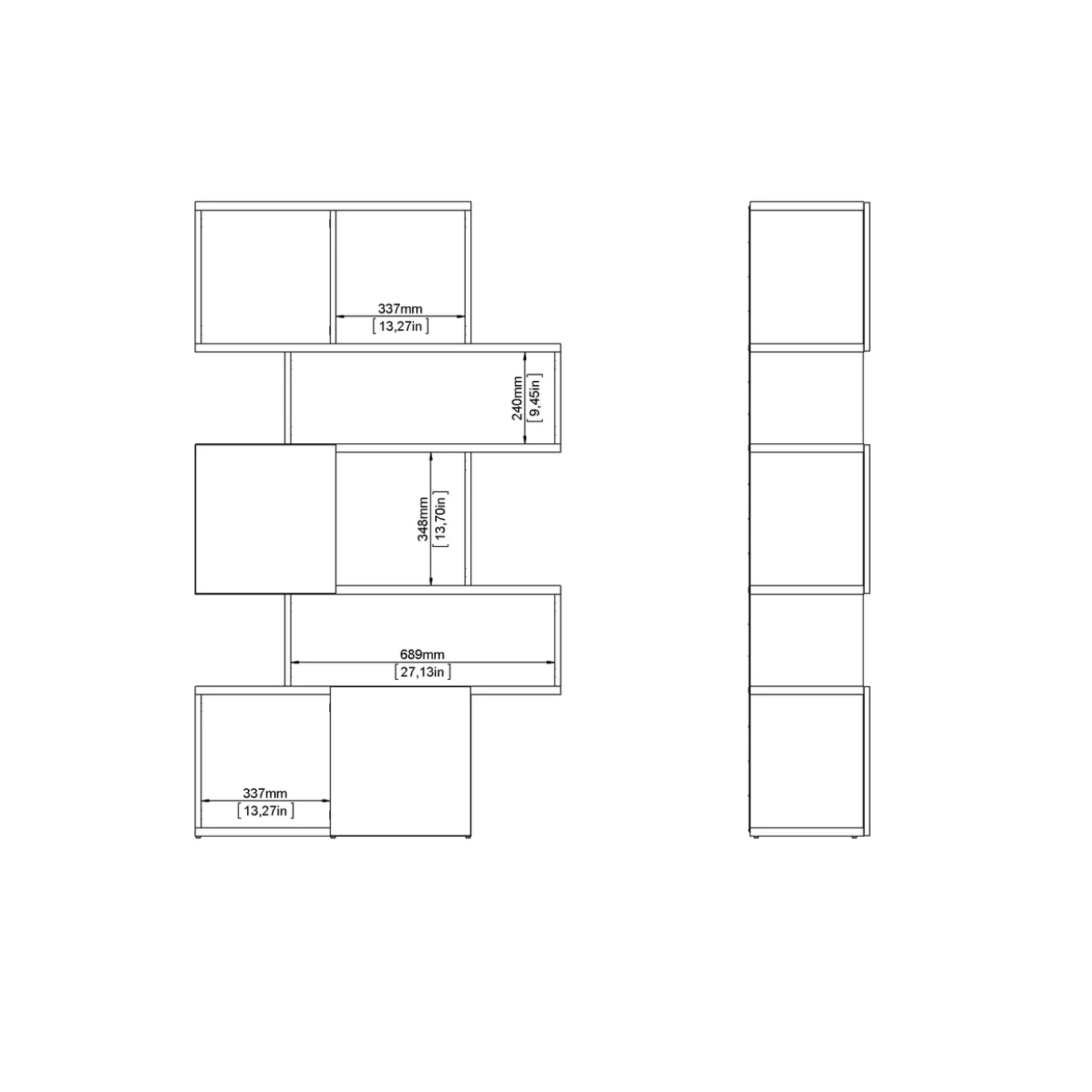 Boekenkast Maze Jackson Hickory Wit Hoogglans 3-deurs - Giga Living
