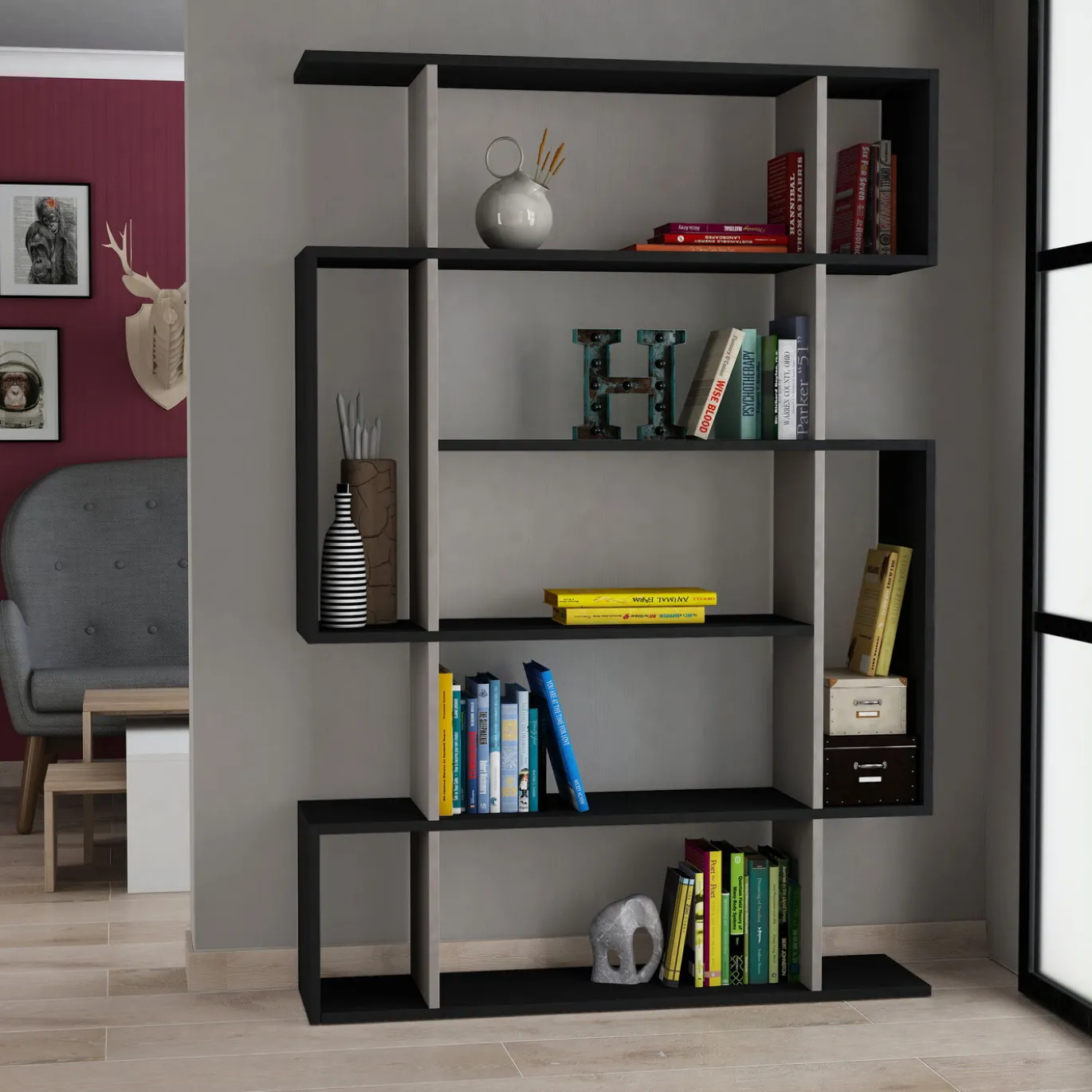 Boekenkast Mito Antraciet 160cm