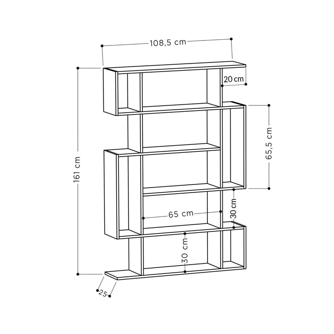 Boekenkast Mito Melamine Sonoma Eiken Antraciet