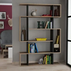 Boekenkast Mito Melamine Sonoma Eiken Antraciet