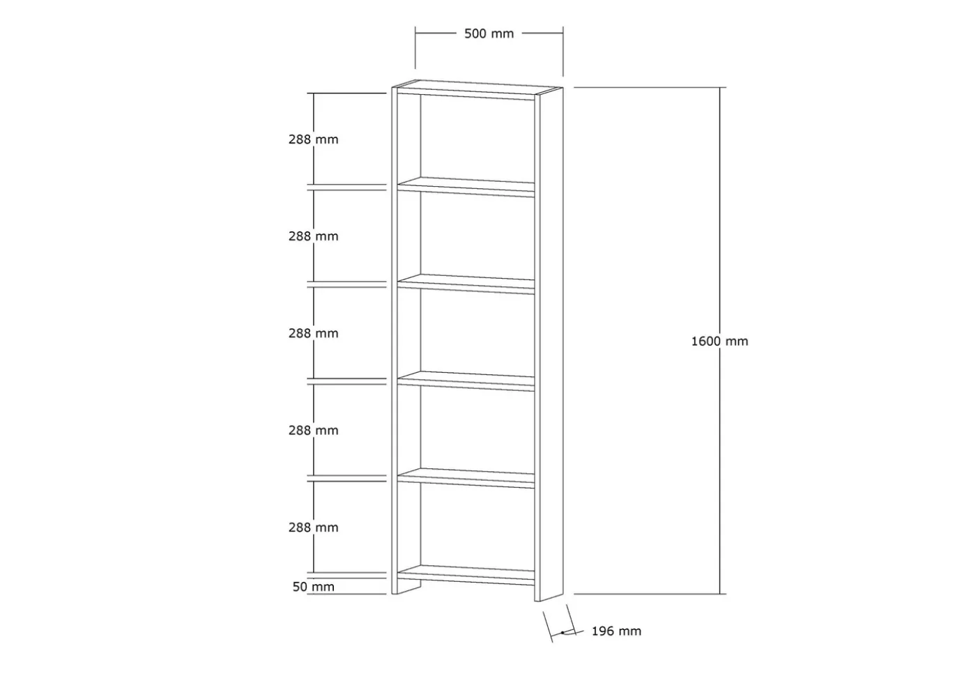 Boekenkast New Wit 160cm