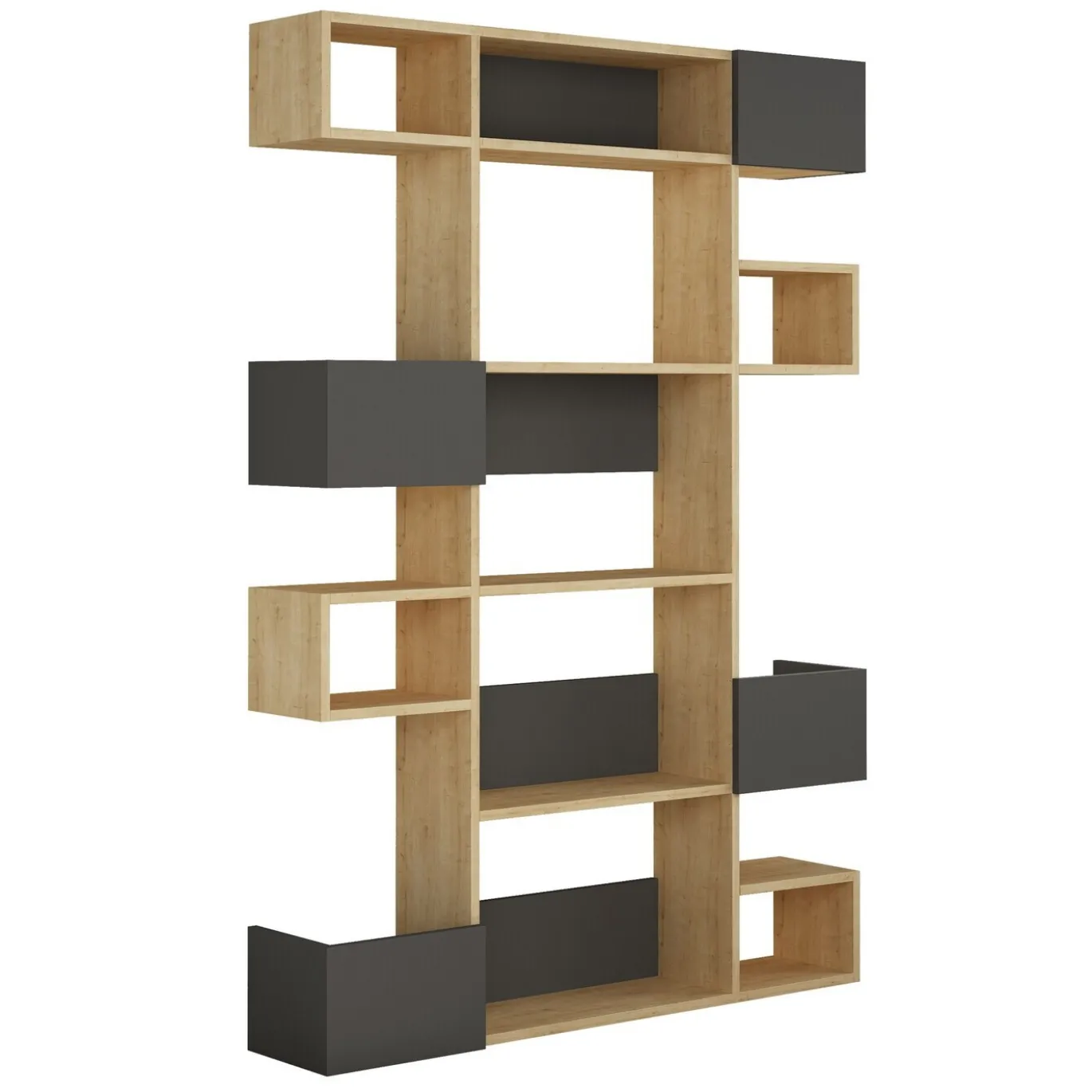 Boekenkast Niho Melamine Eiken Antraciet