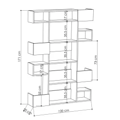 Boekenkast Niho Melamine Wit Eiken
