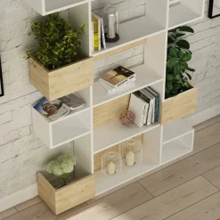 Boekenkast Niho Melamine Wit Eiken