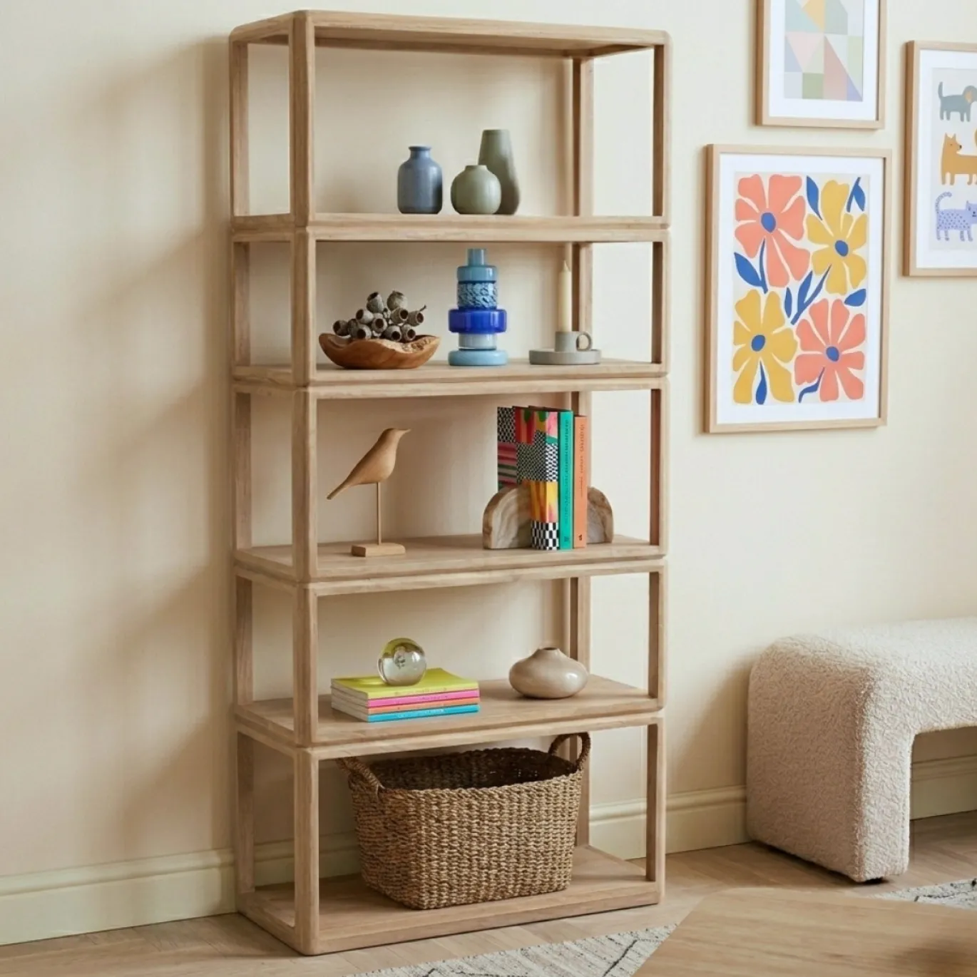 Boekenkast Noëlle 200cm Naturel - Giga Meubel