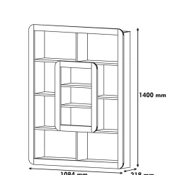 Boekenkast Orkide Walnoot/Wit 140cm