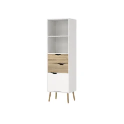 Boekenkast Oslo Wit/Naturel 1-deurs + 2-lades - Giga Living