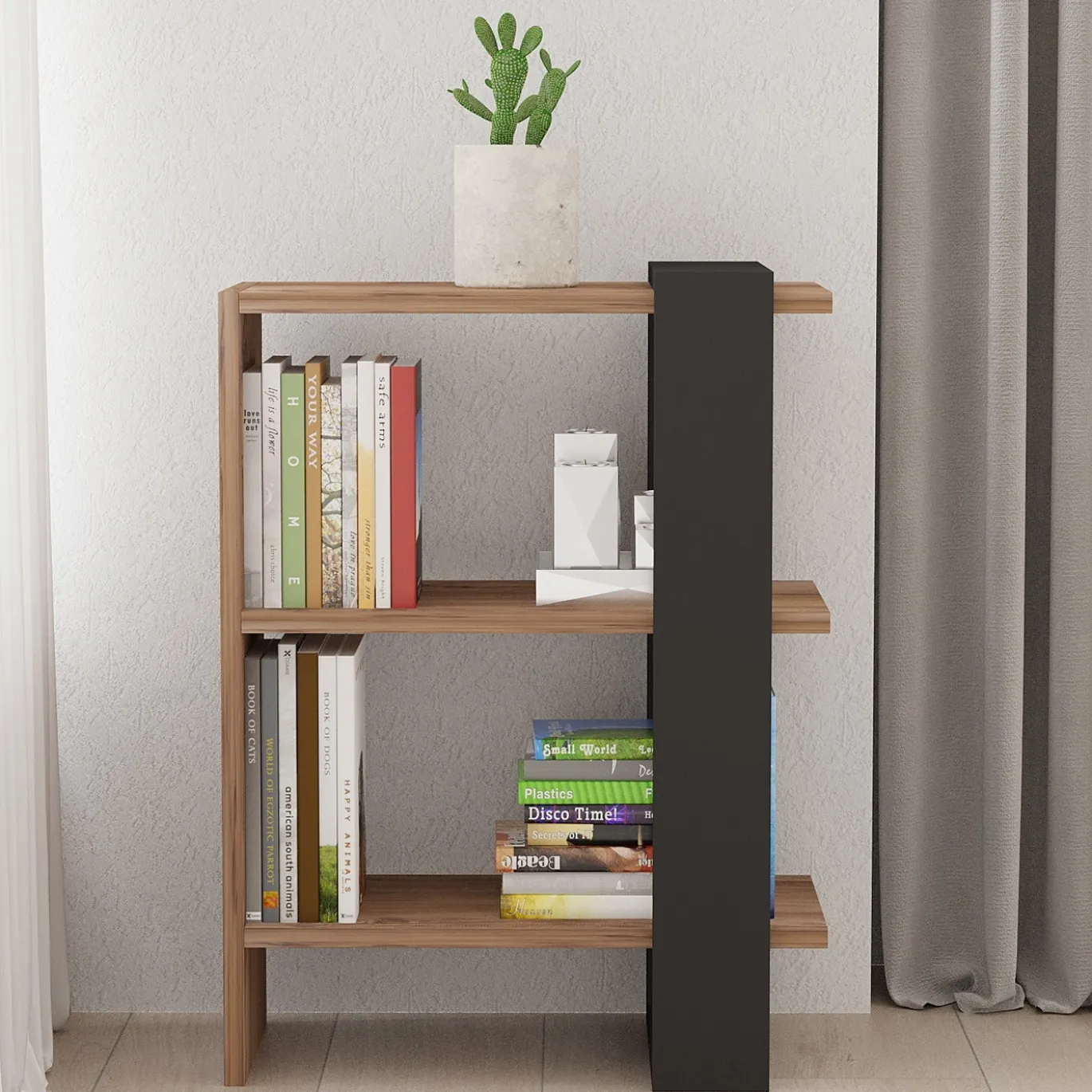 Boekenkast Ova Bruin/Antraciet 70cm