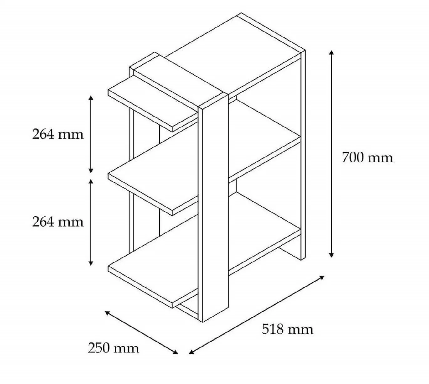 Boekenkast Ova Bruin/Antraciet 70cm