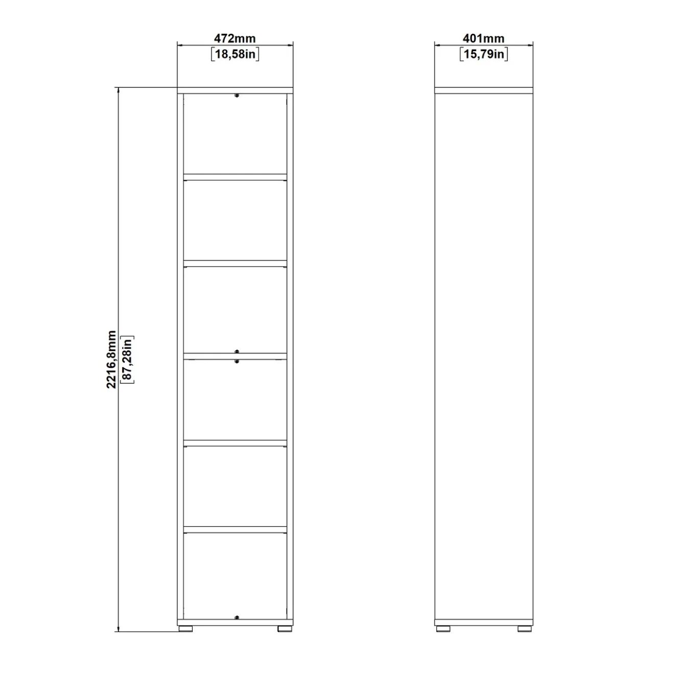 Boekenkast Prima Naturel 5-planken 205cm - Giga Living
