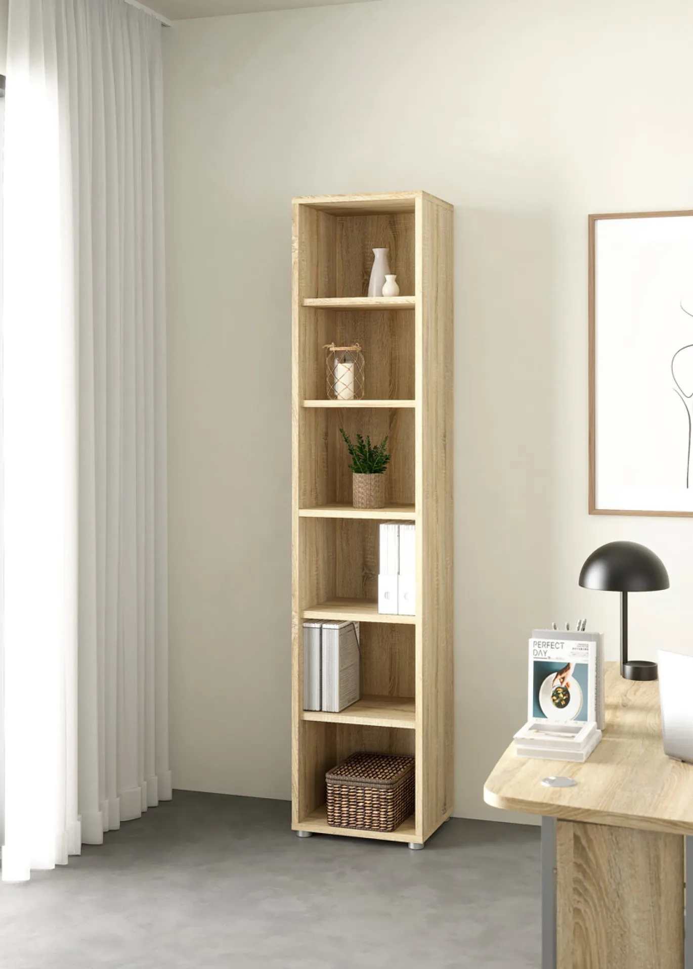 Boekenkast Prima Naturel 5-planken 205cm - Giga Living