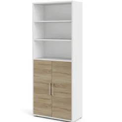 Boekenkast Prima Wit/Naturel 89x221cm - Giga Living