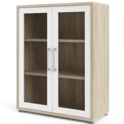 Boekenkast Prima Wit/Naturel Met Glas - Giga Living