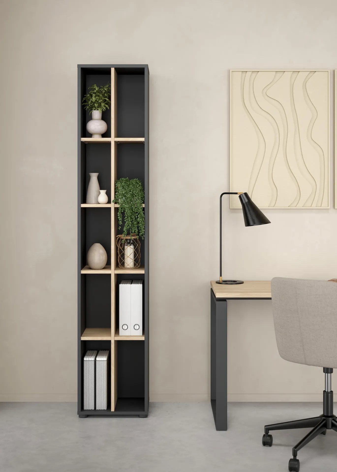 Boekenkast Sign Jackson A Hickory Matgrijs 41x205cm - Giga Living