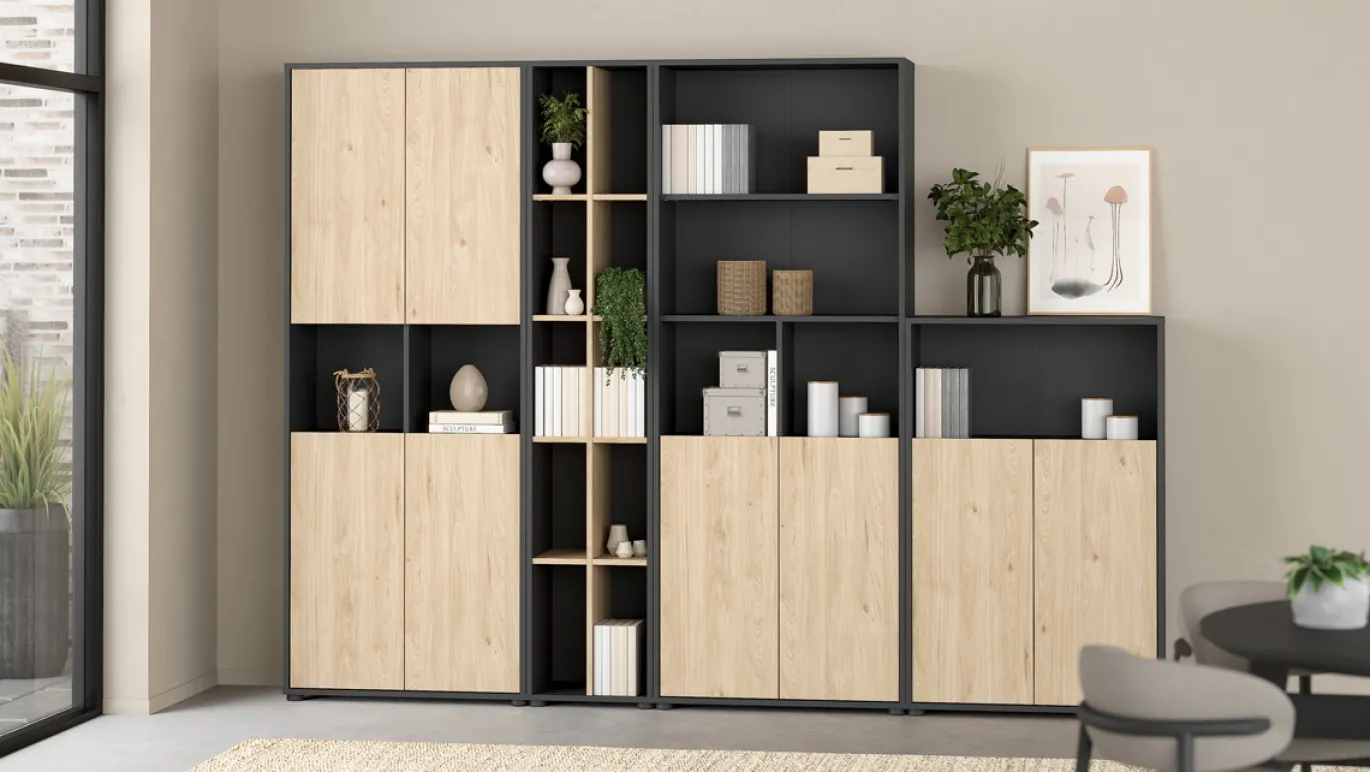 Boekenkast Sign Jackson A Hickory Matgrijs 41x205cm - Giga Living