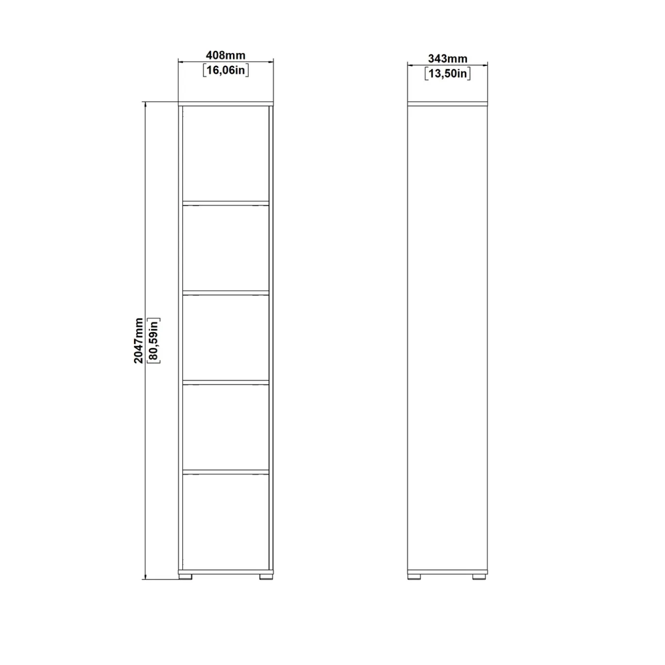 Boekenkast Sign Jackson B Hickory Matgrijs 41x205cm - Giga Living