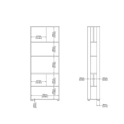 Boekenkast Sign Jackson Hickory Matgrijs 80x205cm - Giga Living