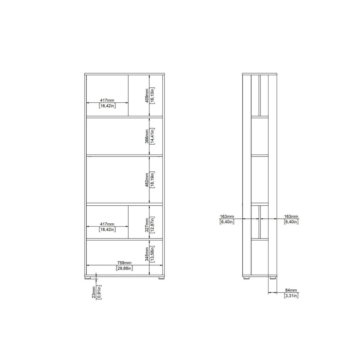 Boekenkast Sign Jackson Hickory Matgrijs 80x205cm - Giga Living