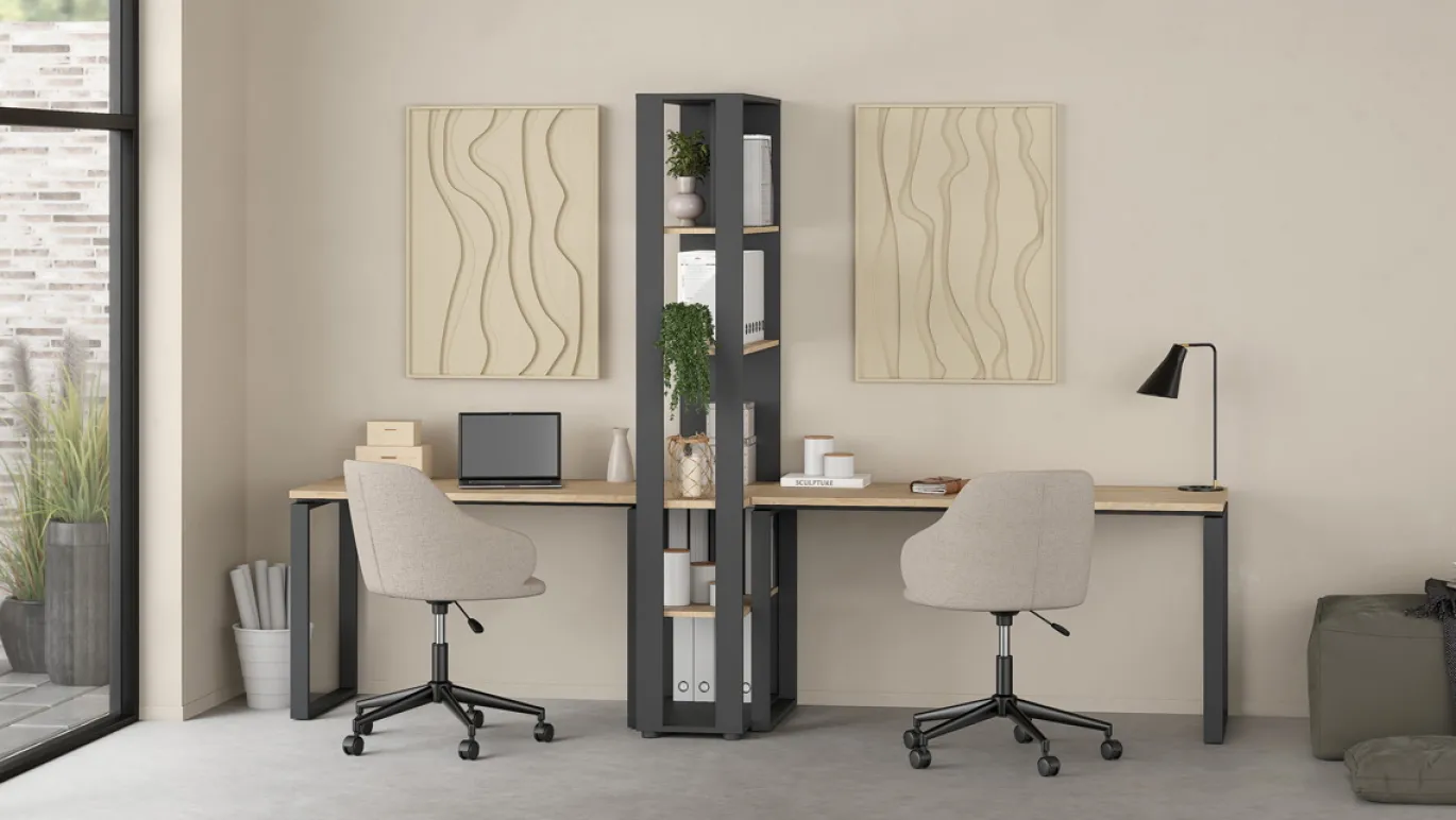 Boekenkast Sign Jackson Hickory Matgrijs 80x205cm - Giga Living